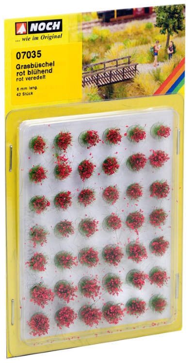 MANOJOS DE HIERBA FLORECIENDO ROJO, 6 mm (42 UNIDADES)