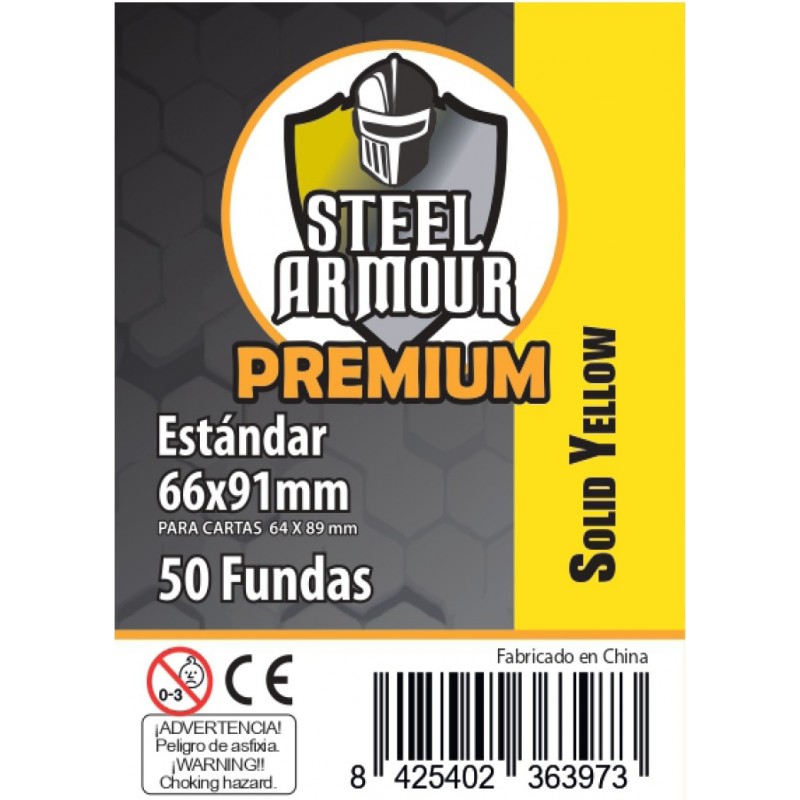 PREMIUM ESTÁNDAR 66 X 91 MM. OPACAS AMARILLO – 50 FUNDAS
