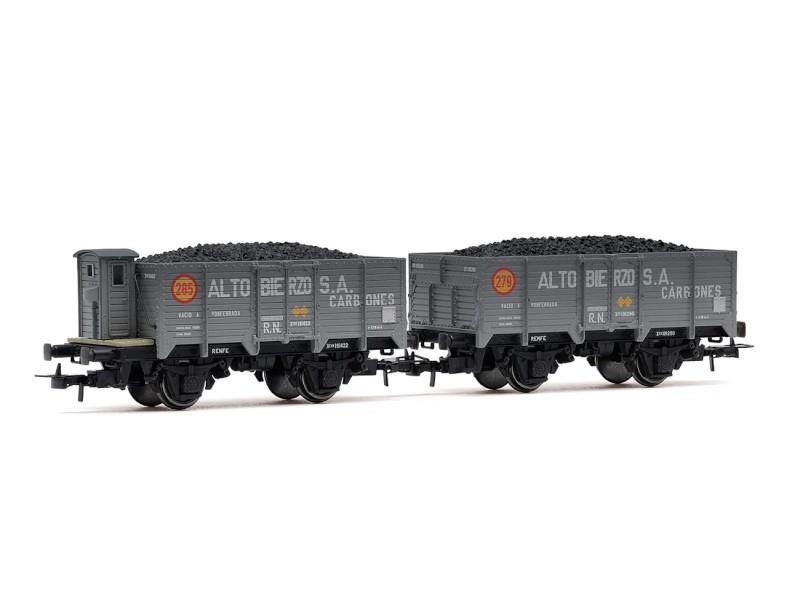 RENFE SET 2 VAGONES ABIERTOS TIPO X UNIFICADO, GRIS NEGRO