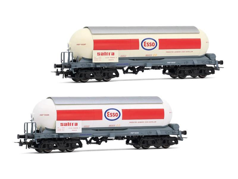 RENFE SET 2 VAGONES CISTERNA, «ESSO-SALTRA» DECORACIÓN ORIGINAL